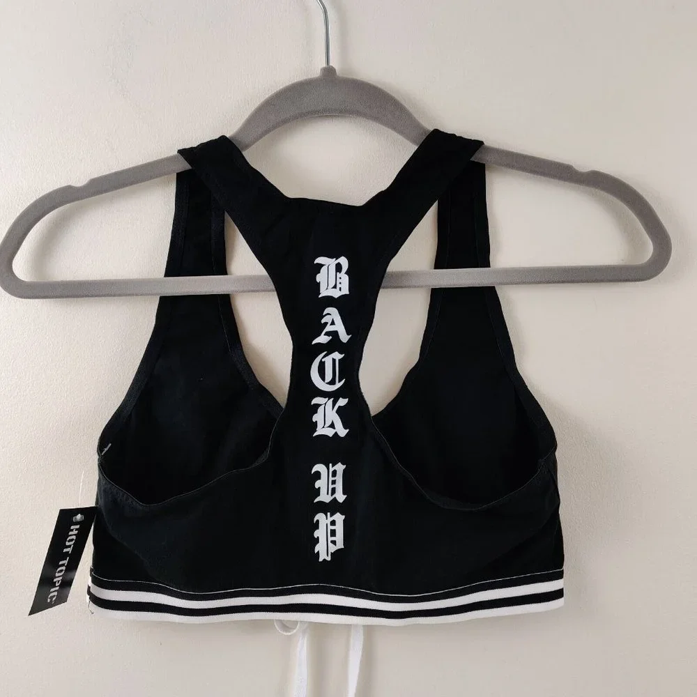 Hot Topic Black & White Racer back Bralette *Back UP* size Medium